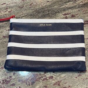 Cole Haan Blue and White Striped Pouch New never used